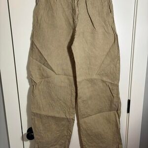 Zara Linen Pants in Khaki Size Small